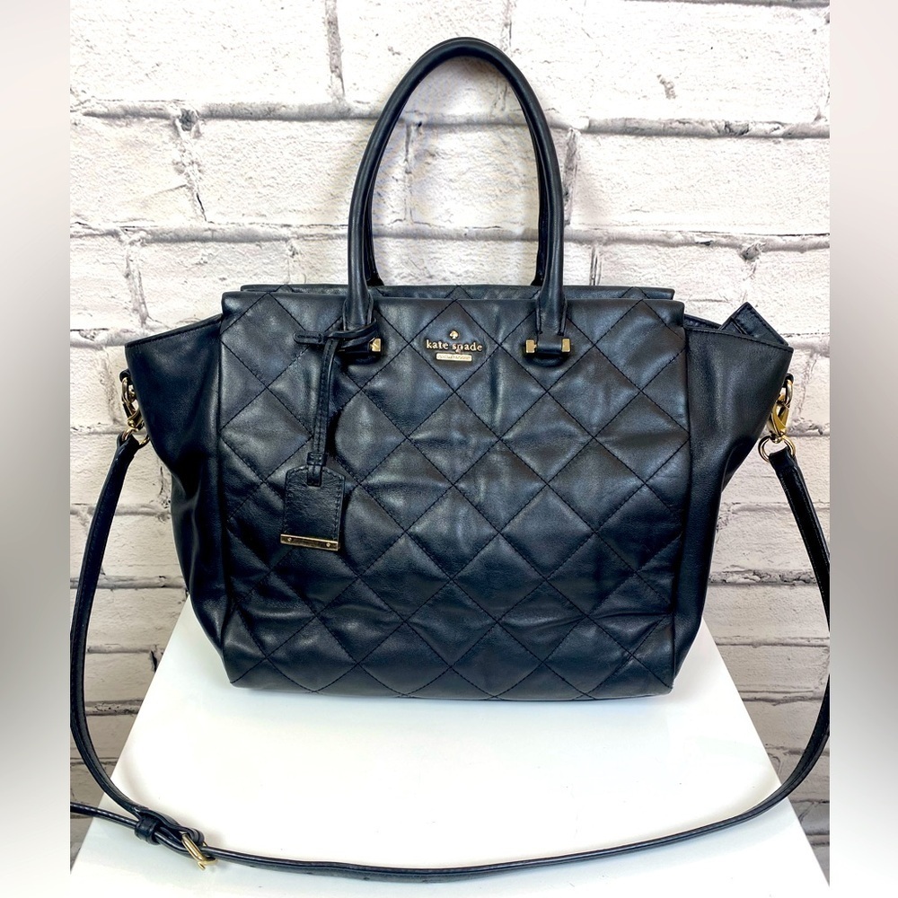 Kate Spade Black Leather Quilted Handbag Crossbody Needs Work Restored